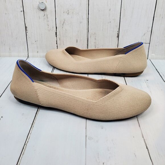 Rothy's The Flat Ecru Textile Ballet Flat Comfort Shoes Women’s US 9.5 EU 39.5 - Picture 1 of 16